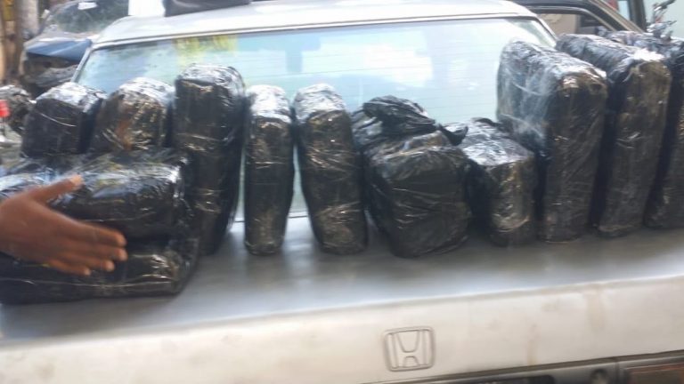 Atrapan hombre transportaba en vehículo 14 paquetes de marihuana