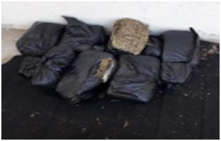 Ocupan 10 pacas de marihuana y 125 cajetillas de cigarrillos de contrabando