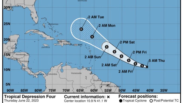 La depresión tropical 4 se forma en el océano Atlántico