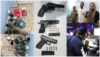 P.N. ocupa tres armas de fuego y varias hookas mediante allanamientos