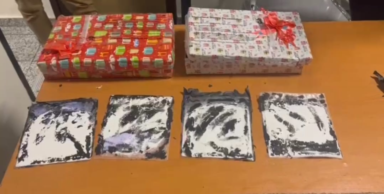 DNCD incauta cuatro láminas de cocaína en el AILA escondidas en cajas de regalos