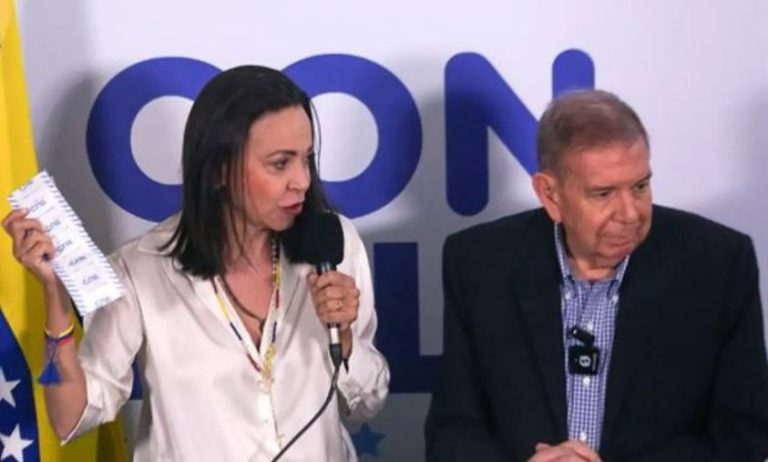 María Corina Machado dice el 73 % de las actas dan la victoria a González Urrutia