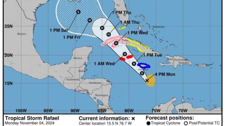 El CNH informa depresión tropical se convierte en la tormenta Rafael