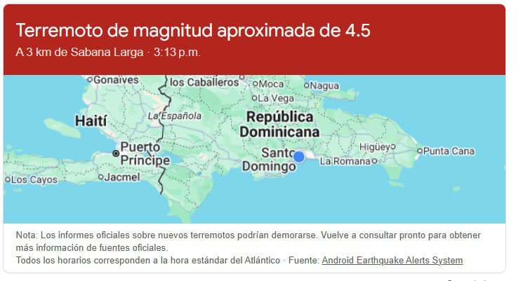 Temblor de tierra sacude Santo Domingo